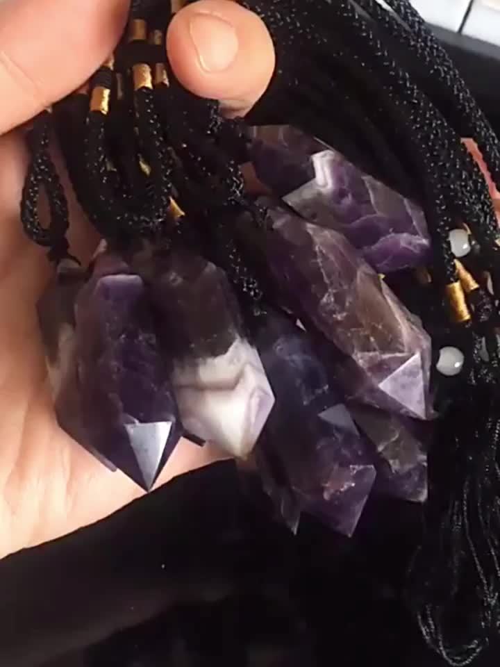 Amethyst Geometric Crystal Necklace for Men And Women